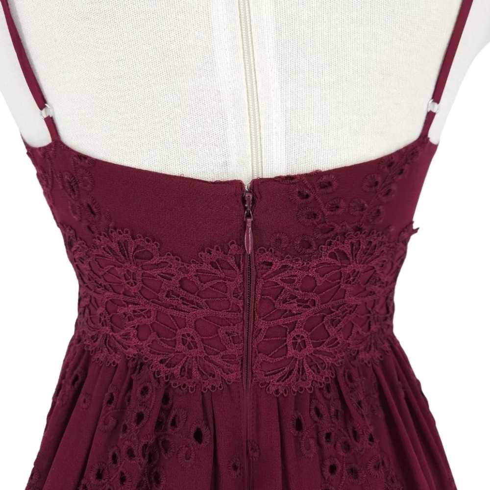 Gianni Bini Wide Leg Burgundy V Neck Lace Women's Romper Size 10 NWT - Picture 6 of 12